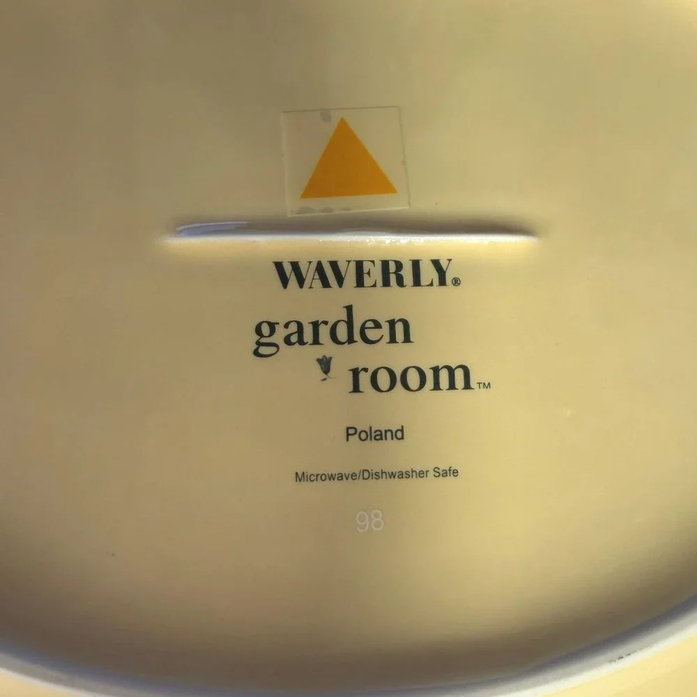 Waverly Garden Room‎ Oval Serving Platter Red Berries Floral Stripe Poland 98